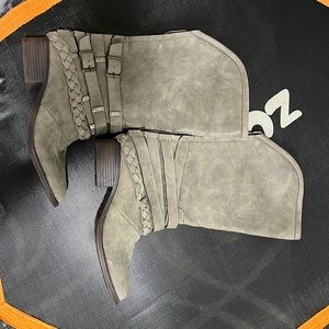 Grey mid calf boots